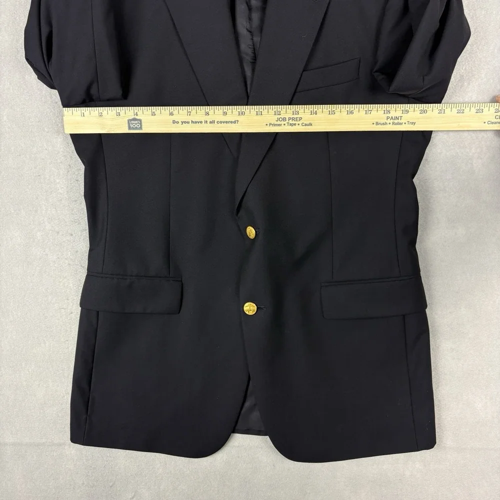 Brooks Brothers Loro Piana Blazer Mens 40R Black Gold Button Brooksease Wool USA